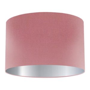 Strawberry Silk Drum Lampshade with Silver Lining