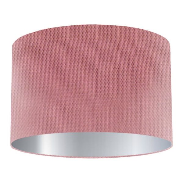 Strawberry Silk Drum Lampshade with Silver Lining