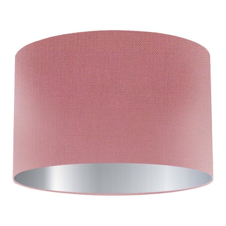 Strawberry Silk Drum Lampshade with Silver Lining Dorval Lighting