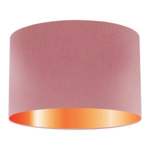 Strawberry Silk Drum Lampshade With Copper Lining