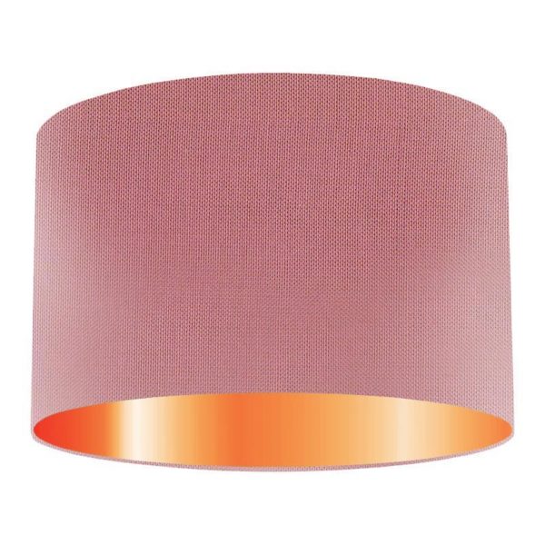 Strawberry Silk Drum Lampshade With Copper Lining