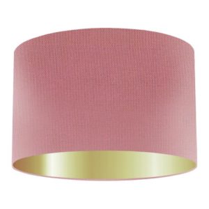 Strawberry Silk Drum Lampshade with Gold Lining