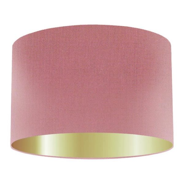 Strawberry Silk Drum Lampshade with Gold Lining