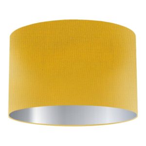 Sunflower Silk Drum Lampshade with Silver Lining