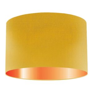 Sunflower Silk Drum Lampshade With Copper Lining