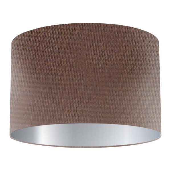 Taupe Silk Drum Lampshade with Silver Lining
