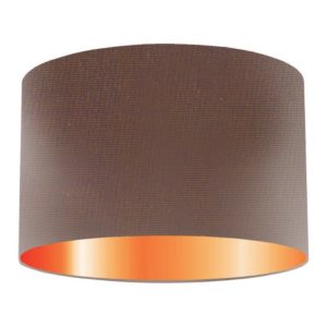 Taupe Silk Drum Lampshade With Copper Lining