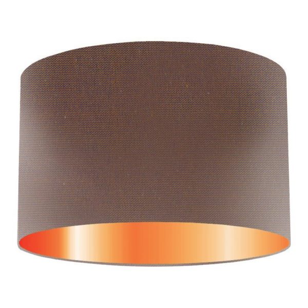 Taupe Silk Drum Lampshade With Copper Lining