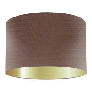 Taupe Silk Drum Lampshade with Gold Lining