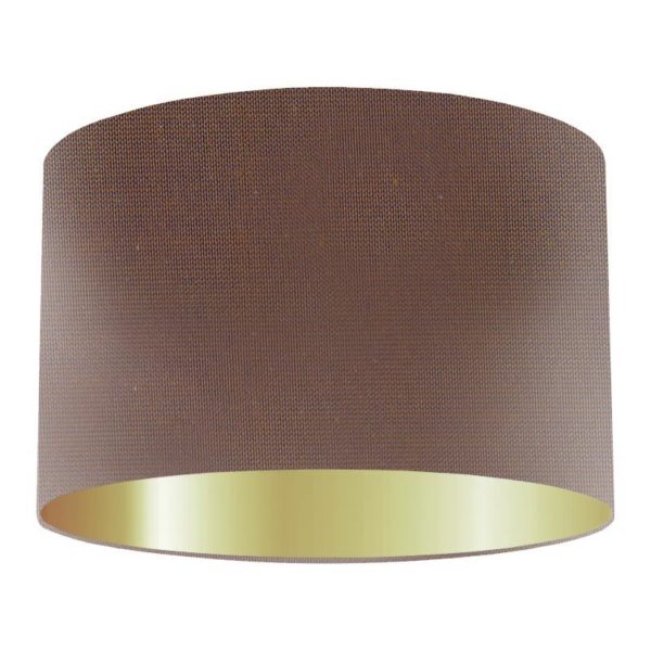 Taupe Silk Drum Lampshade with Gold Lining