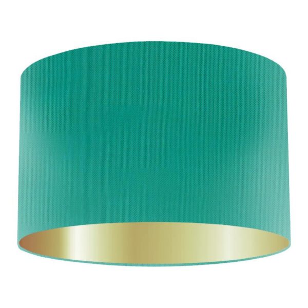 Teal Silk Drum Lampshade with Gold Lining