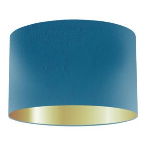Turquoise Silk Drum Lampshade with Gold Lining