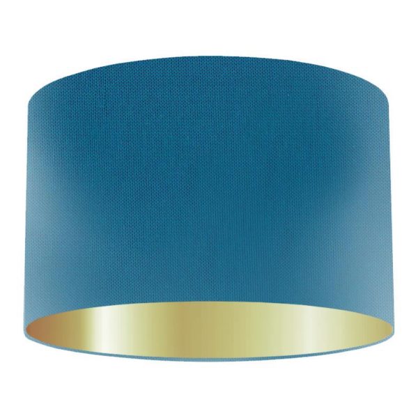 Turquoise Silk Drum Lampshade with Gold Lining