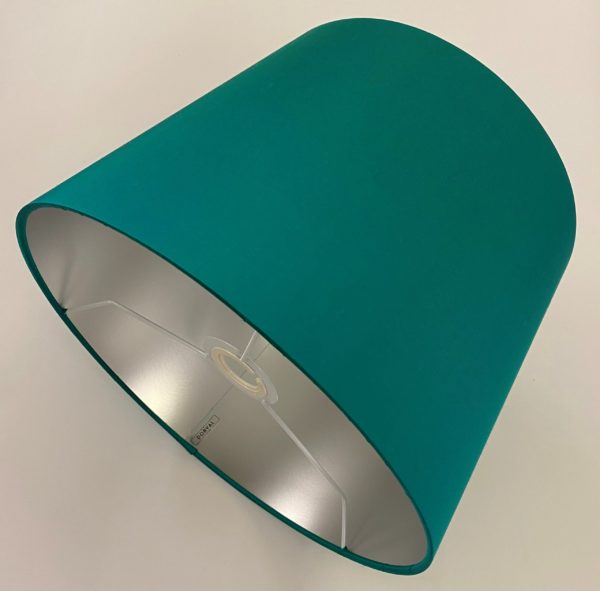 Teal Silk with Frosted Silver Metallic Lining French Drum Lampshade