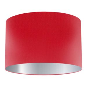Vermillion Silk Drum Lampshade with Silver Lining