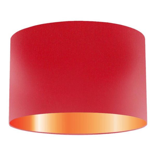 Vermillion Silk Drum Lampshade With Copper Lining