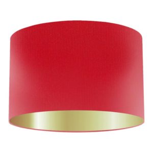 Vermillion Silk Drum Lampshade with Gold Lining
