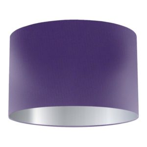 Violet Silk Drum Lampshade with Silver Lining
