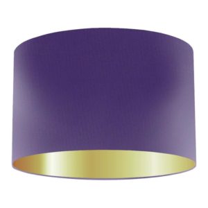 Violet Silk Drum Lampshade with Gold Lining