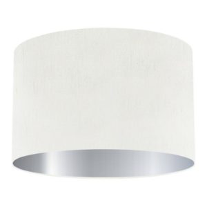 White Silk Drum Lampshade with Silver Lining