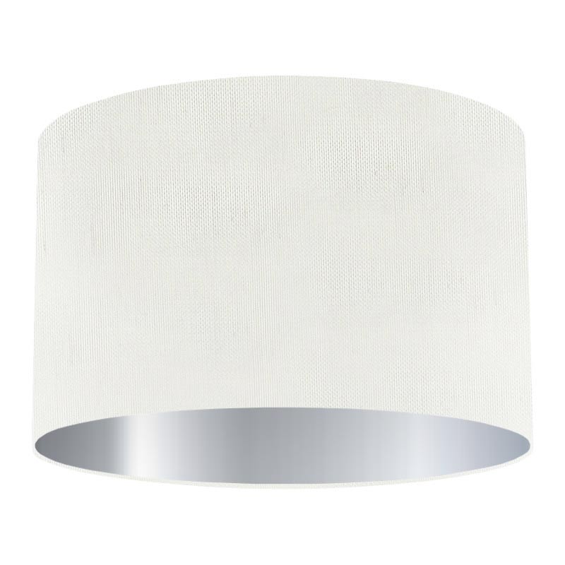 White Silk Drum Lampshade with Silver Lining