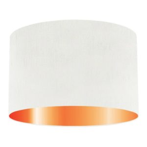 White Silk Drum Lampshade With Copper Lining