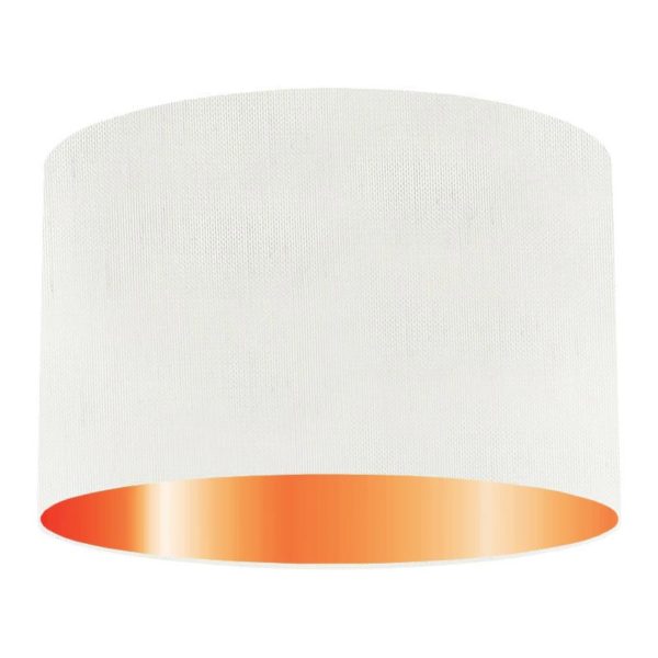 White Silk Drum Lampshade With Copper Lining