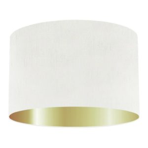 White Silk Drum Lampshade with Gold Lining