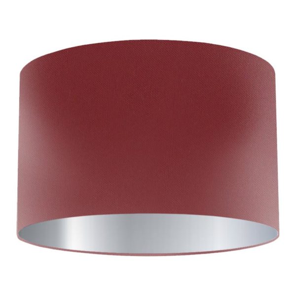 Wine Silk Drum Lampshade with Silver Lining