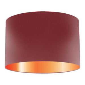 Wine Silk Drum Lampshade With Copper Lining