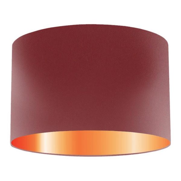 Wine Silk Drum Lampshade With Copper Lining