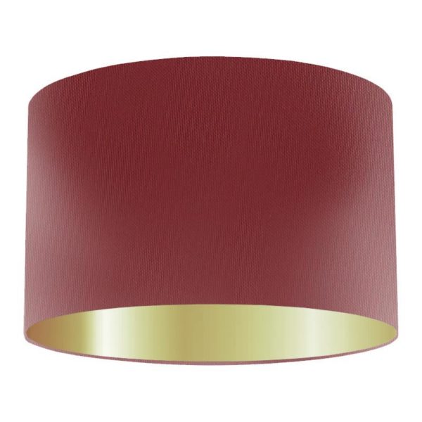 Wine Silk Drum Lampshade with Gold Lining