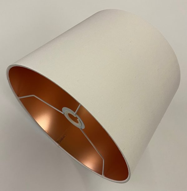 White Silk with Frosted Copper Metallic Lining French Drum Lampshade