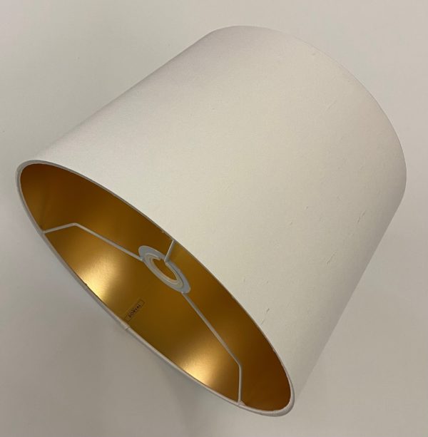 White Silk with Frosted Gold Metallic Lining French Drum Lampshade