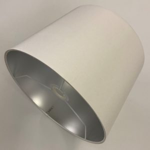 White Silk with Frosted Silver Metallic Lining French Drum Lampshade