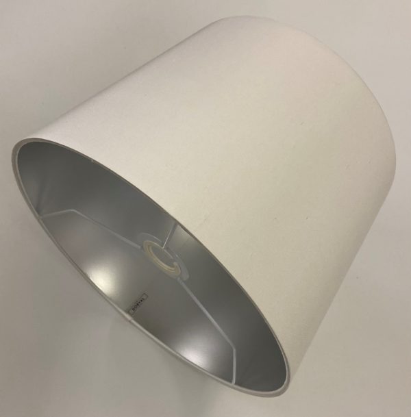 White Silk with Frosted Silver Metallic Lining French Drum Lampshade