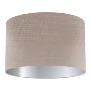 Zinc Silk Drum Lampshade with Silver Lining