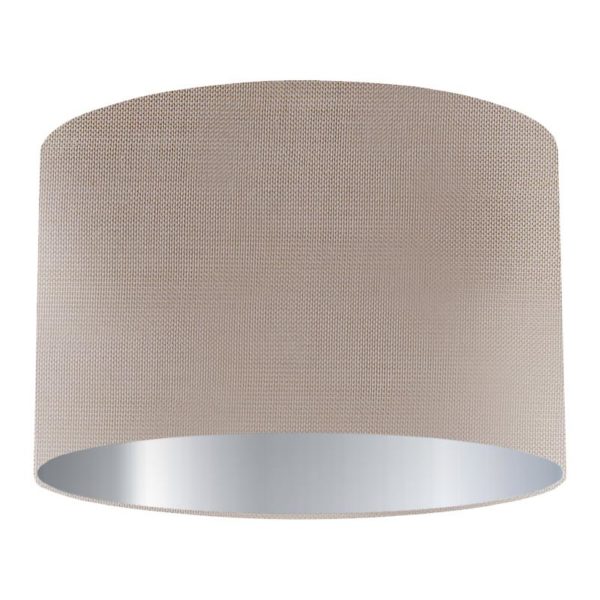 Zinc Silk Drum Lampshade with Silver Lining