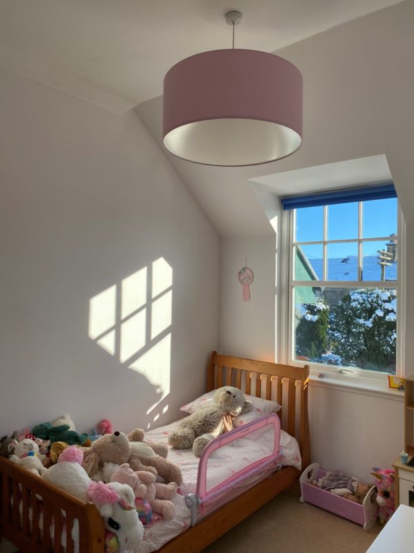 Baby Pink Cotton Drum Lampshade - Image 2