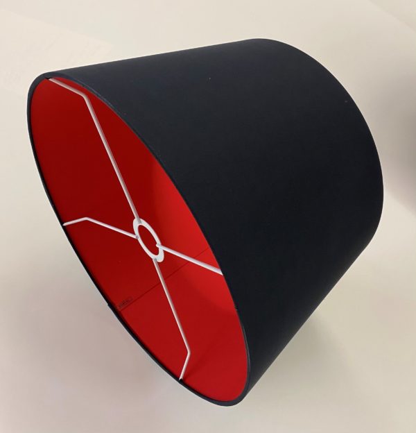 Black with Warm Red French Drum Bespoke Lampshade