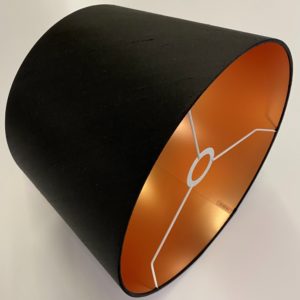 Black Silk with Frosted Copper Metallic Lining French Drum Lampshade