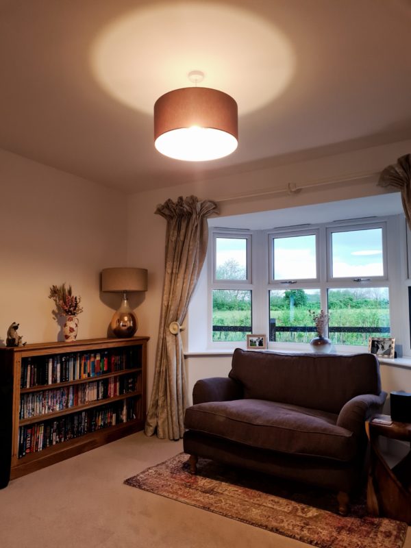 Mauve Grey Cotton Drum Lampshade - Image 2