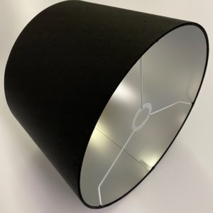 Black Silk with Frosted Silver Metallic Lining French Drum Lampshade