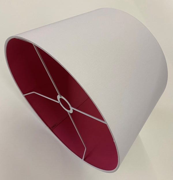 White with Raspberry French Drum Lampshade